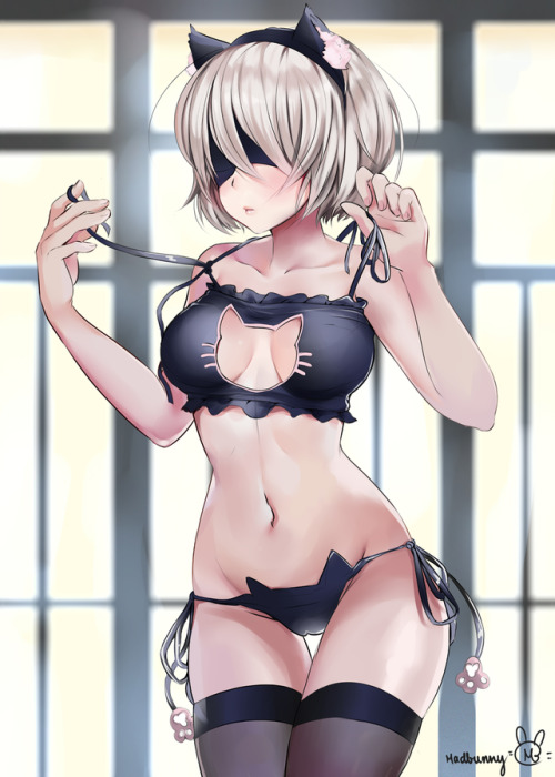 onodera-kosaki:2B in cat keyhole bra | Vanilla166※Permission was granted by the artist to upload their work.