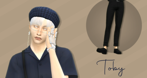 ➺ Tobyshirt | pants | hair | beret | shoes | face chain | piercing | skinblend | eyebrows | highligh