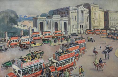 Hyde Park Corner. Ludovic-Rodo Pissarro. Canvas,Oil