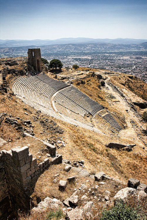 ancientgreecebuildings: Pergamon  Hellenistic theatre, constructed in the 3rd century BCE - 