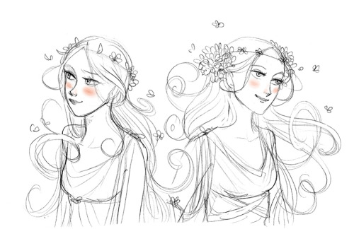 Single Persephone and Married/Queen Persephone :)Sometimes I draw Persy with a different crown/dress