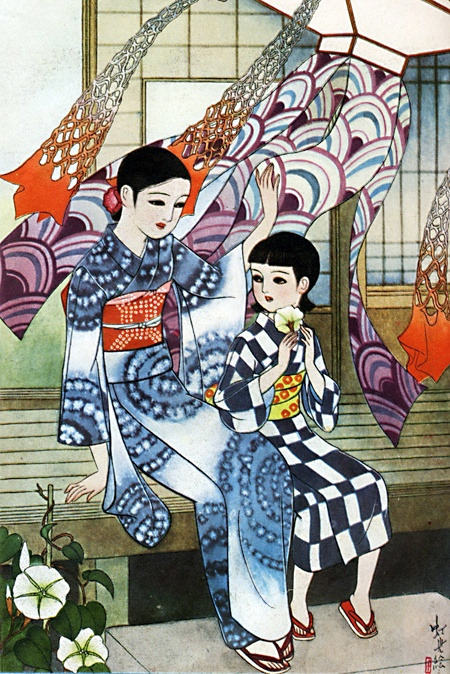 thekimonogallery:Fukiya Kouji : ‘Bon-Dohrou’ / Shoujo Club 72, Jul.1936, Japan. &nb