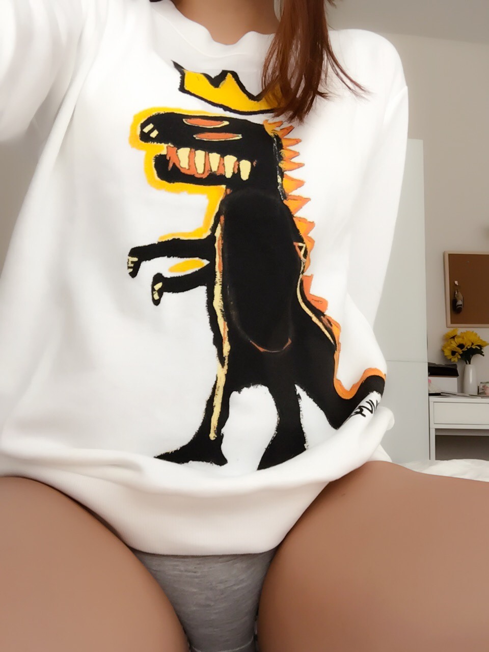 rabbureblogs:  New panties, new yoga shorts, new king dork dino sweater BLESS THIS