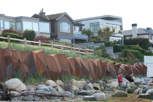 A new seawall along the English Bay coastline in Vancouver, BC, designed as an alternative to a pure