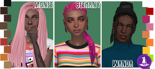  Black History Month Witching Hour Hair Dump 9Defaults & extras. Meshes required. I retextured t