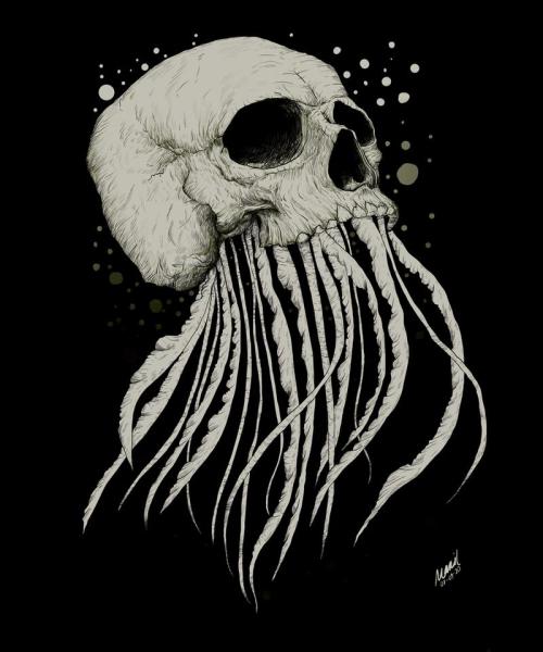 quicksillver: ex0skeletal-undead: Skull Jelly by marilsolstice [ID a skull with it’s lower jaw