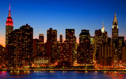 The Empire State Building is regal in red