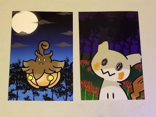 Forgot to post but I made some #Halloween #Pokemon prints of #Mimikyu and #Pumpkaboo and I’m p