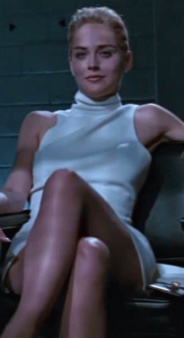 susankane88:  nude-celebz:  Sharon Stone GIF the scene that made her famous.  I love her initials!