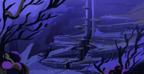 A bunch of color sketches for an underwater environment for the same project i’ve been posting aobut