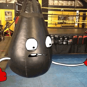 This punching bag loves to box, but has a difficult time practicing..