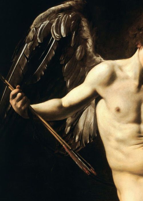 kittencrimson: Amor Vincit Omnia by Michelangelo Merisi da Caravaggio,detail, 1601–1