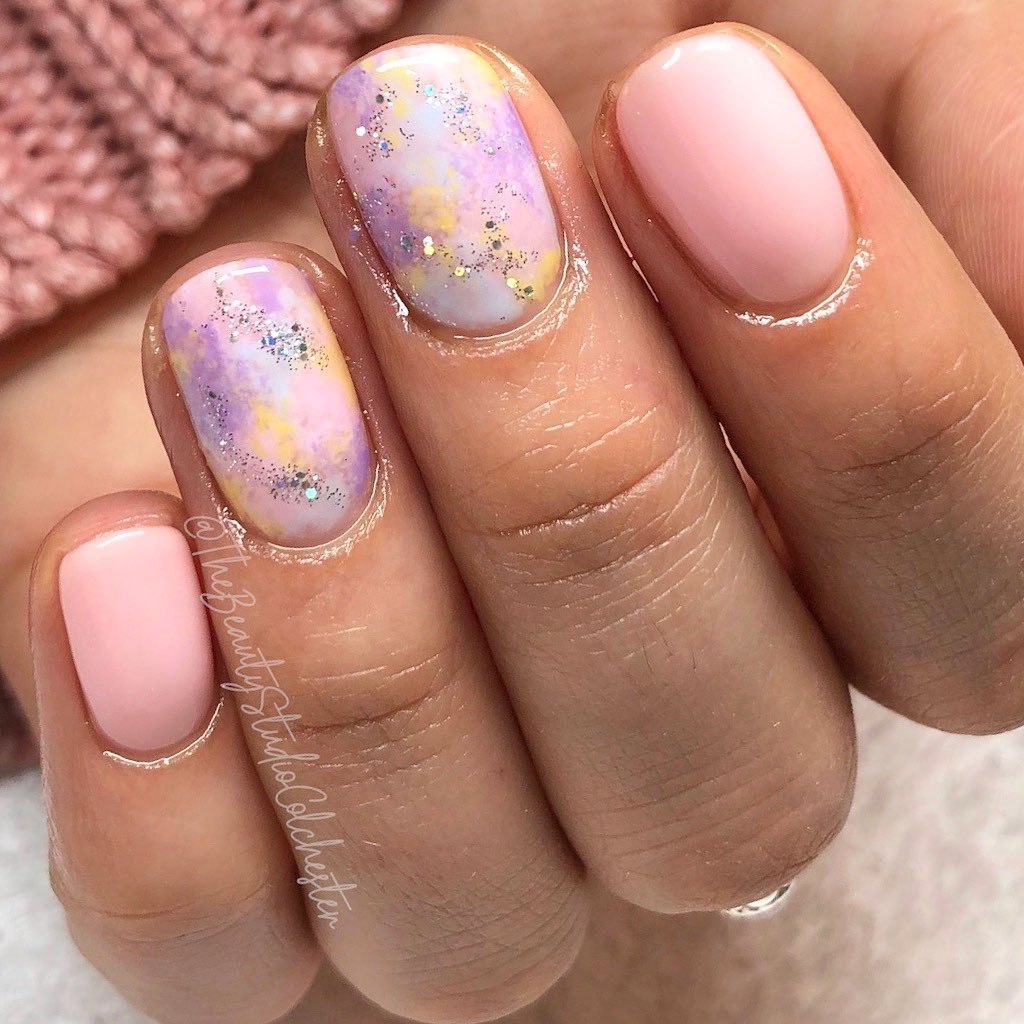 Stylish Belles Cute Pastel Pink Spring Short Nails With Two