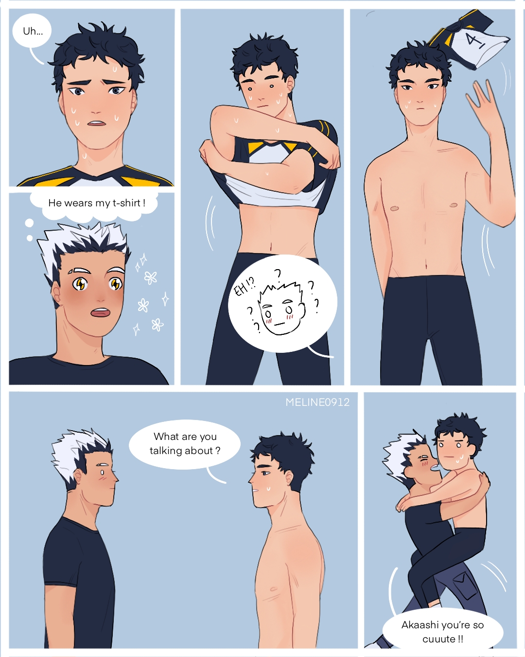 meline0912:A stupid comic because they are stupidForget it after read it or you’ll never sleep again because of the nightmares :( but you can keep in mind that they swap they jerseys because it’s cute 