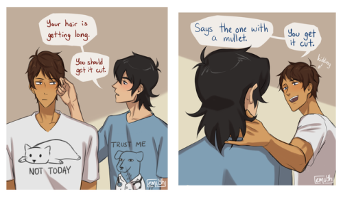 emuyh-art:  finally, a backstory to why I gave them different hair one day  