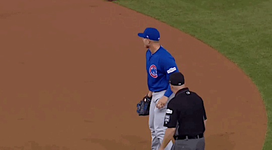 gfbaseball:Bryce Harper reminds Anthony Rizzo that you only need to get three outs. 