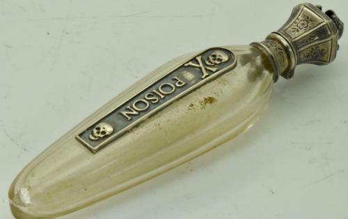 corpsemo: Antique Victorian crystal Poison bottle, 1890