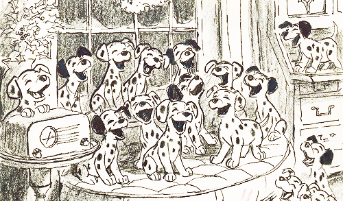 mickeyandcompany:Some concept art for Disney’s 101 Dalmatians in celebration of the movie’s 56th ann