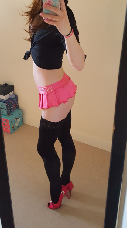 mainlyusedforwalking:  “Clubby” won the Patreon poll and “girly/slutty” won the request lottery and both made me think of this skirt which very definitely needed to make it’s way to some pictures.I swear my butt is getting bigger. If only I’d