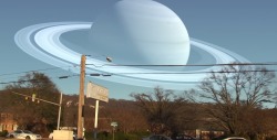 This is a visualization of what it might be like if the Moon was replaced with Saturn at the same distance as our moon