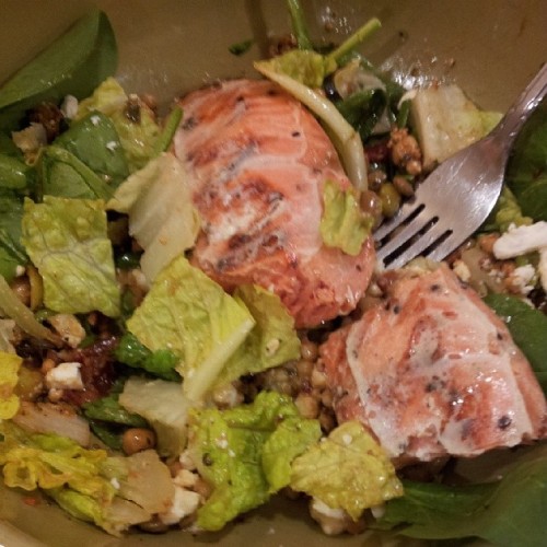 Mediterranean couscous salmon salad. Im in heaven #yummy #foodstagram #panera
