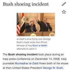 xhba:  thirstymuslim:  Today in History: December 14. The Bush shoeing incident  Happy bush shoeing anniversary :-) ❤️🎉 