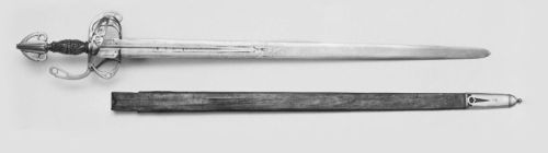 art-of-swords:Arming Sword and scabbardDated: circa 1550-1634Maker: unknown (Spanish)Provenance: pre