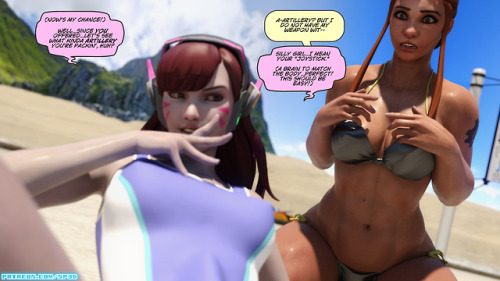 squarepeg3d:  ALRIGHT, SUCKAS! Here’s the first ten of twenty pages of “Little Beach,” an Overwatch comic featuring Brigitte and D.Va!As many of you know, I held a vote awhile back regarding the whole DVa/Brigitte comic thingy, and you guys ended