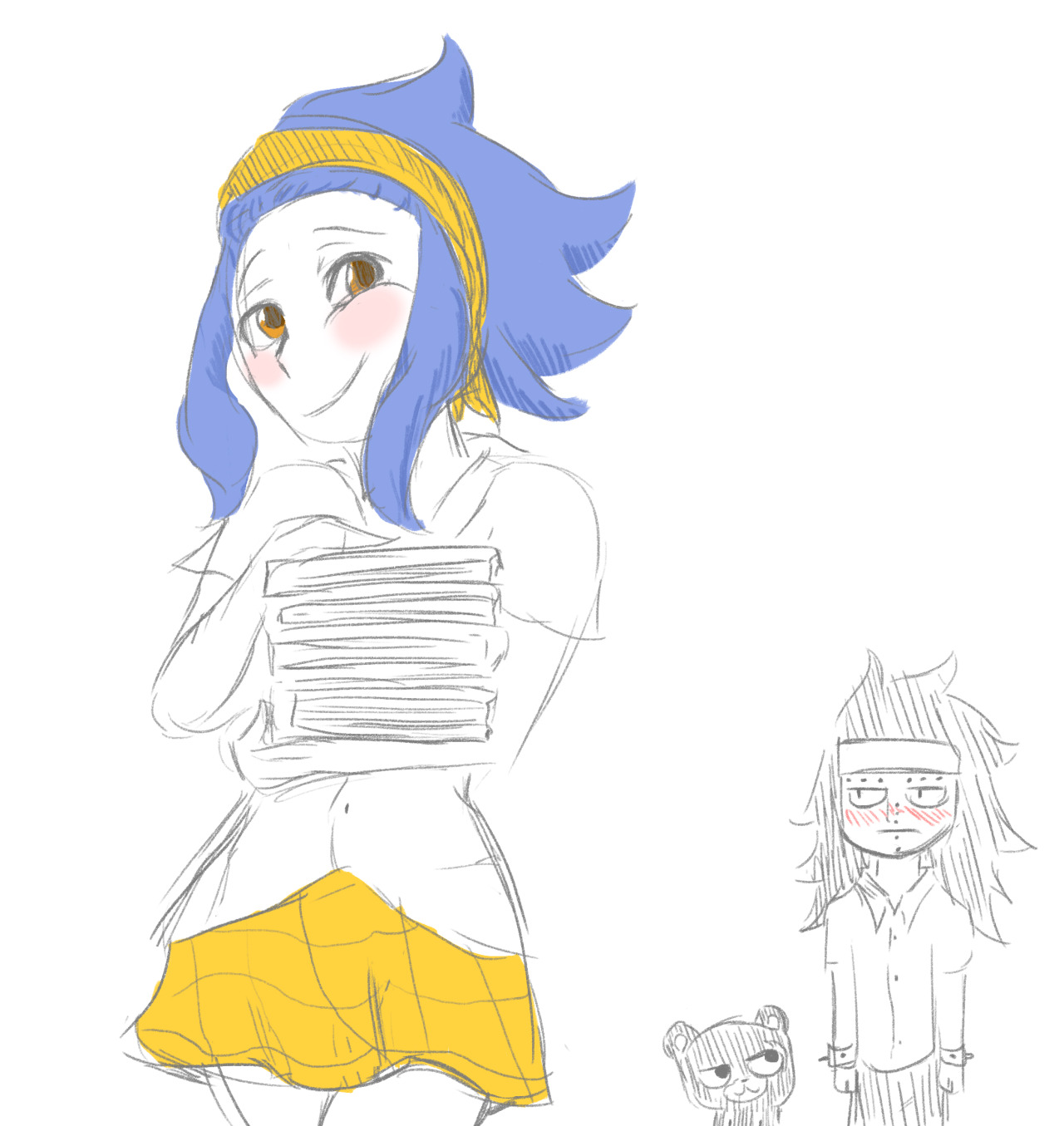 charlie-zard:   High School AU Gajeel notices the cute student on duty in the library