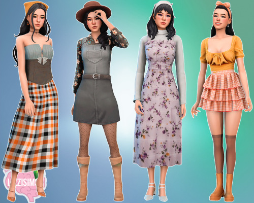 Cottagecore outfits cc list:1: serenity_af_EtherealHair_v1, AdrienPastel x HazelBlouse, ElfdorHollyS