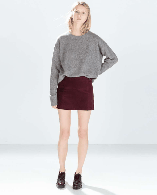 Buckled Moleskin Miniskirt
