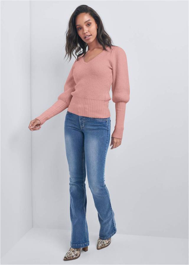 RIBBED V-NECK SWEATER