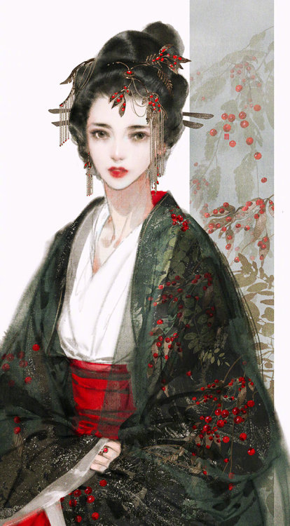 ziseviolet: 美人画 (3/?) Paintings of beauties in traditional Chinese hanfu, Part 3 (Part 1/2) by Chine