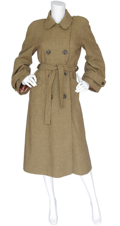 Emmanuelle Khanh 1970s does 1940s Beige Houndstooth Wool Trench CoatAvailable on Featherstone Vintag