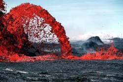 lizardqueenoftrap:  mystical-mango:  sixpenceee:  Volcanic lava forming into a fountain like shape. Known as Pahoeoe fountain.   when you sneeze on your period   Okay but that comment is too real  