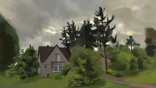 A landscape study I did from a random Google maps image on Mapcrunch. I&rsquo;ll do more of thes