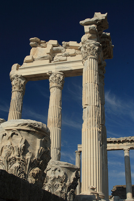 Temple of Trajan ruins in Pergamum, Turkey