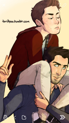 torikyuu:  “Look at these adorable losers” by torikyuuI saw this ‘draw the squad meme’ by croxovergoddess and I was going to do them all but then I got lazy and decided to stick with just sterek. it looked better cropped like this :(