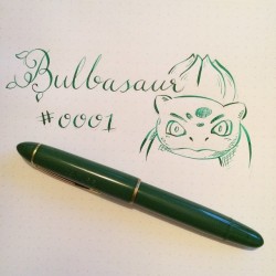 owmybrains:  My new Geha-Boy pen is really nice to write and draw with, filled with Lamy T-52 green. #pokemon #bulbasaur #MondayMatchupGiveaway #mondaymatchup #fountainpen #fountain #pen #flex #nib #lamy #t52 #ink #green #gehaboy #geha #boy @gouletpens