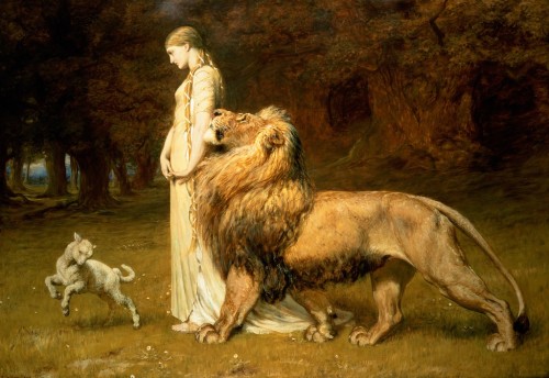 master-painters:Briton Riviere  - Una and the Lion (from Spenser’s Faerie Queene) - 1880
