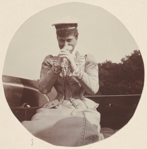 The Duchess of York (later Queen Mary) on a boat on Beaulieu river, Hampshire, August 1898 Royal Col