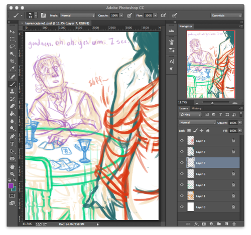 one more WIP shot of this before I go to bed, to capture Laurence’s incoherent stammering upon being