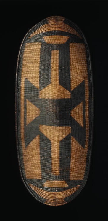 1.Zande or a closely related group Shield, 20th century Wood and woven vegetable fiber2. Shield from