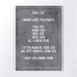 Price list for @laseredbeauty treatments by charleyatwell