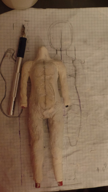 WIP. Sculpting body. Process pictures.Well, at least it stands on its own. Right now I have cut it i
