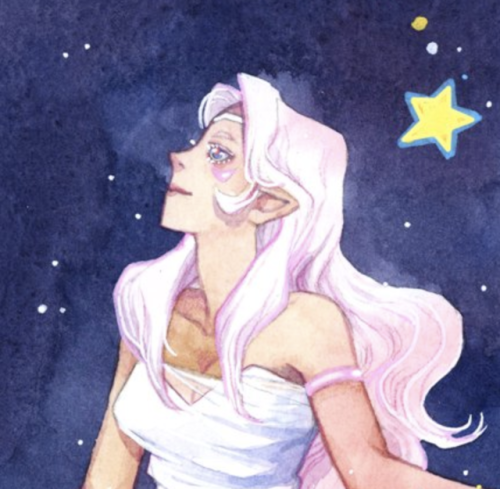 A study of Princess Allura in moonlight. I love her! Done in watercolor on Hot Press. Please fo