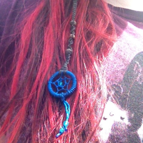 New hair braid! Haven’t had one in years :D #hippie #Steiner #dreamcatcher #blue #hair #redhair