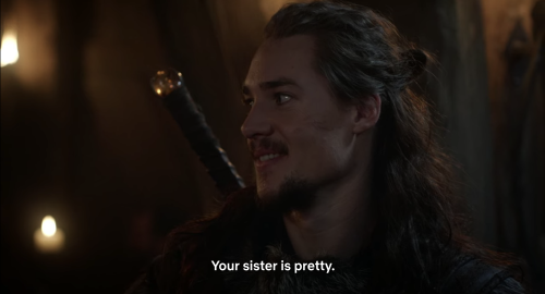 #i fucking love that hes a himbo and everyone recognizes it#the last kingdom#tlk uhtred#tlk beocca#u