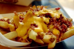 damnfoodporn:  Bacon and Cheese Fries  i can&rsquo;t eat that but fuck does that look good