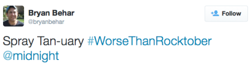 comedycentral:  Which of these #WorseThanRocktober tweets is the NovemBest? Watch tonight’s new @midnight and find out.